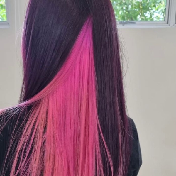 Black and Hot Pink Ombre Hair