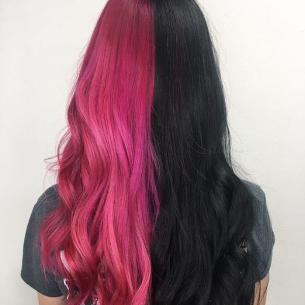 Black and Pastel Pink Hair
