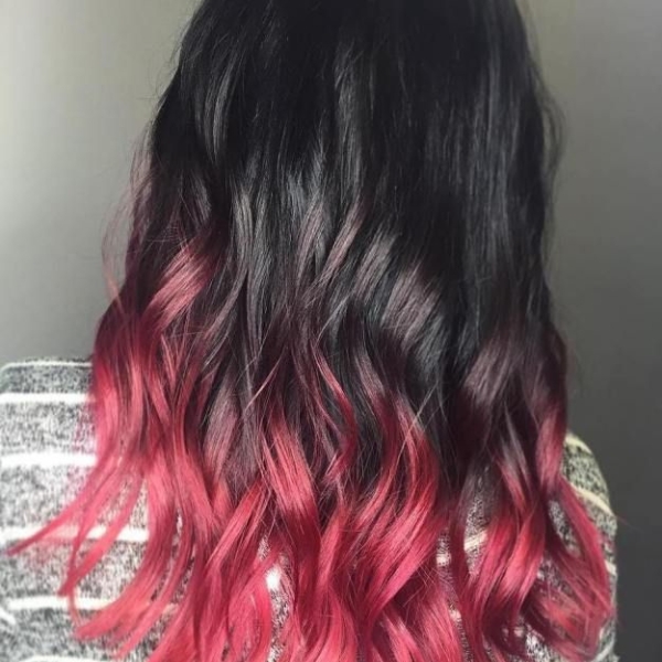 Black and Pastel Pink Ombre Hair
