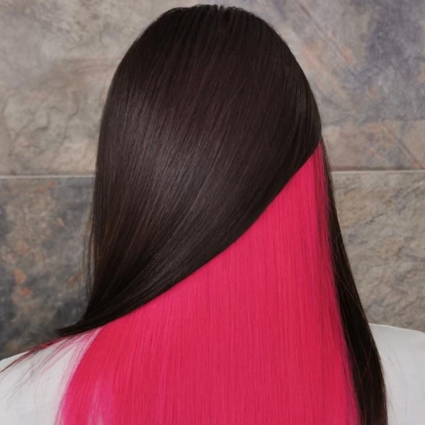 Black and Pink Peekaboo Hair