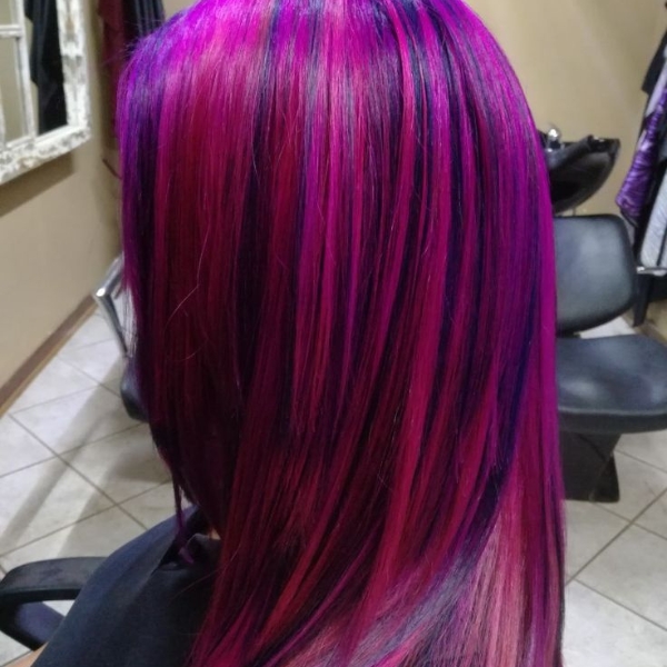Bright Pink and Black Hair