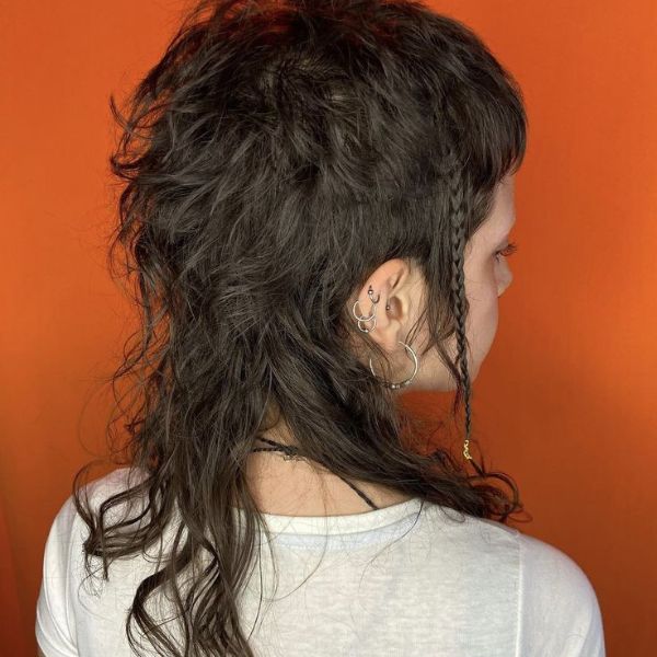 Mullet with Curly Hair in Back