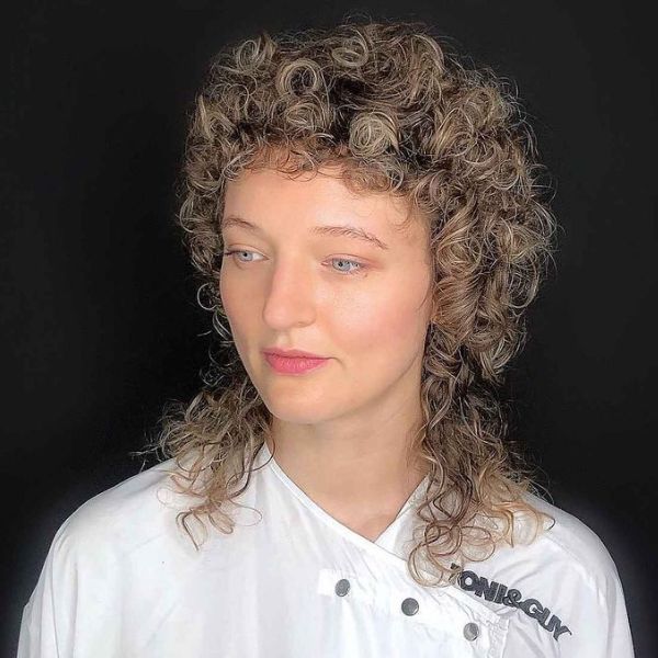 Tight Curly Hair Mullet