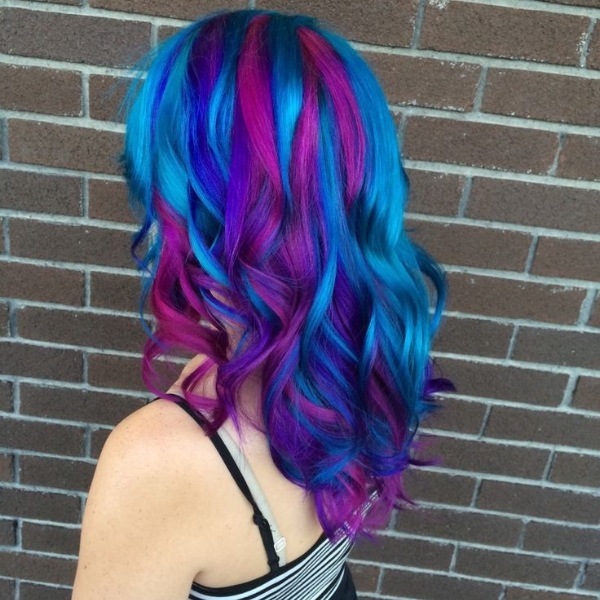 Turquoise Pink and Purple Hair