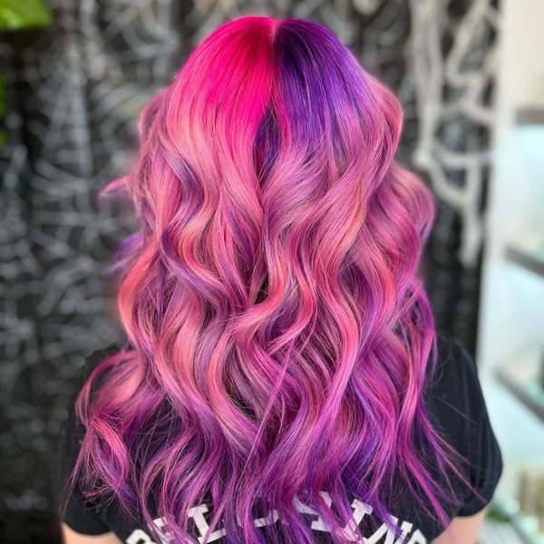 Pink and Purple Hair Dye Mixed Together