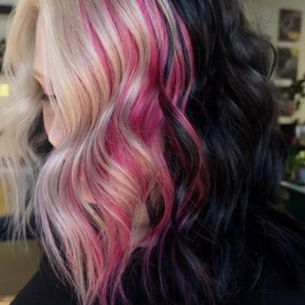 Black, Pink, and Blonde Hair