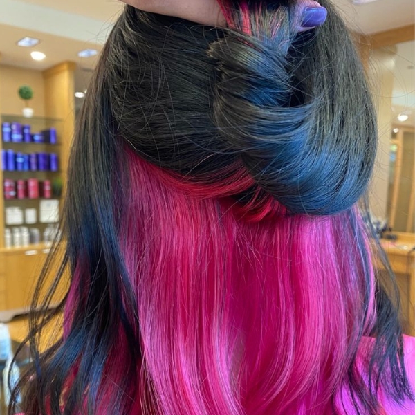 Black and Pink Hair Split