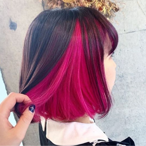 Short black and Pink Hair