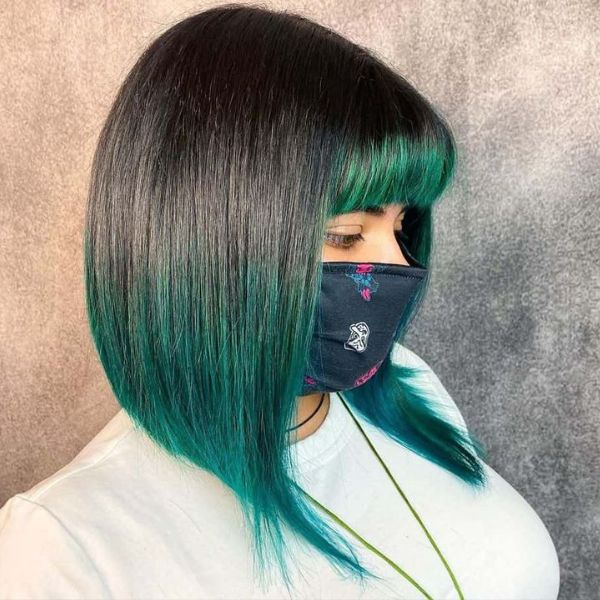 Black and dark green Ombre hair 