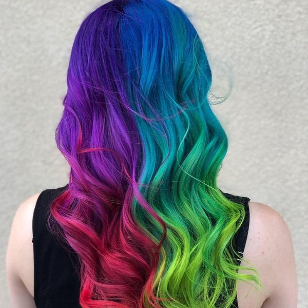Blue, pink, and green hair