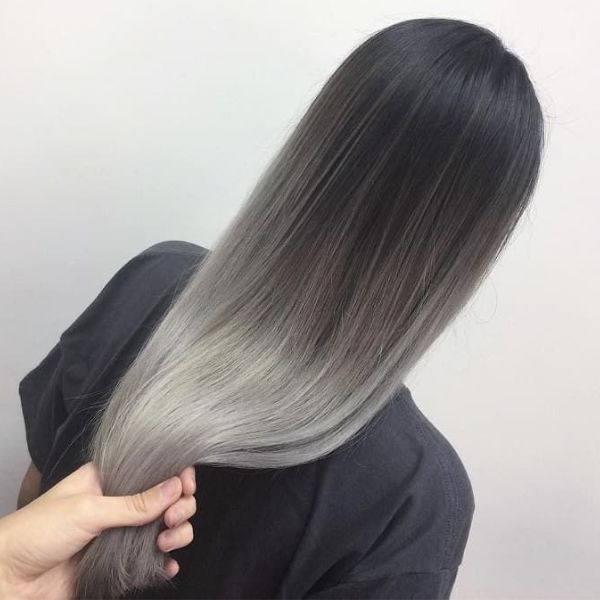 Dark ash gray hair color on black hair