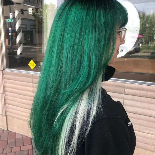 Dark ash green hair color 