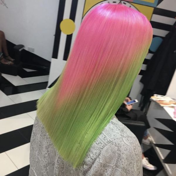 Lime green and pink hair