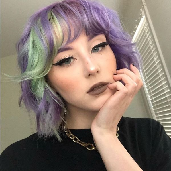 Pastel purple and green hair