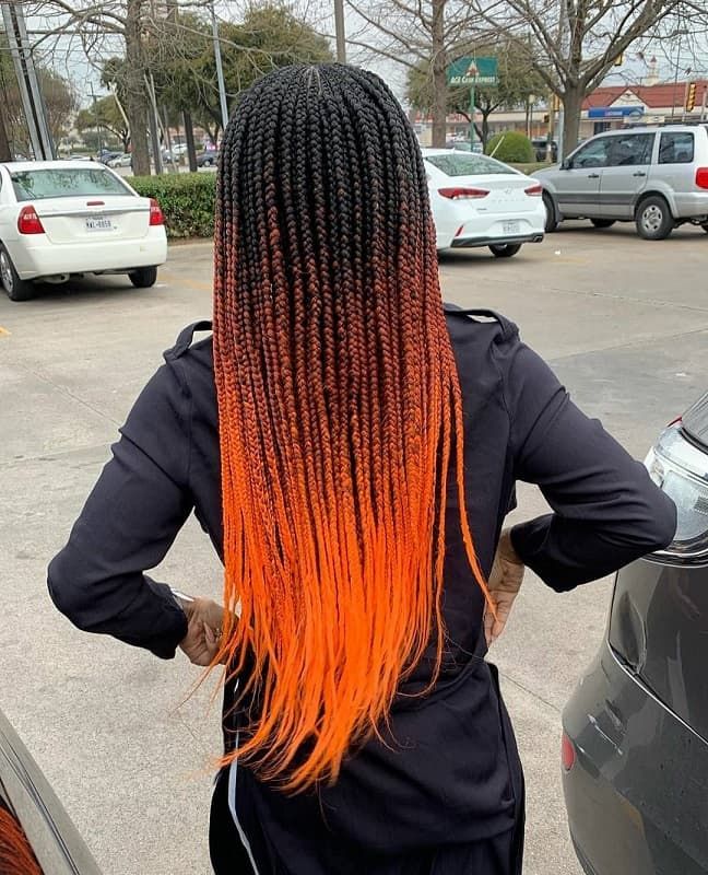 Black and Orange Ombre Braiding Hair
