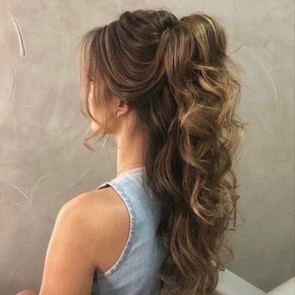 Straight and Curly Formal hairstyle