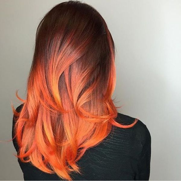 Black and Orange Ombre Hair