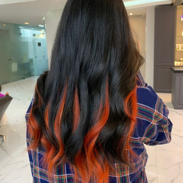 Black and dark Orange Hair