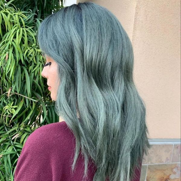 ash gray green hair color