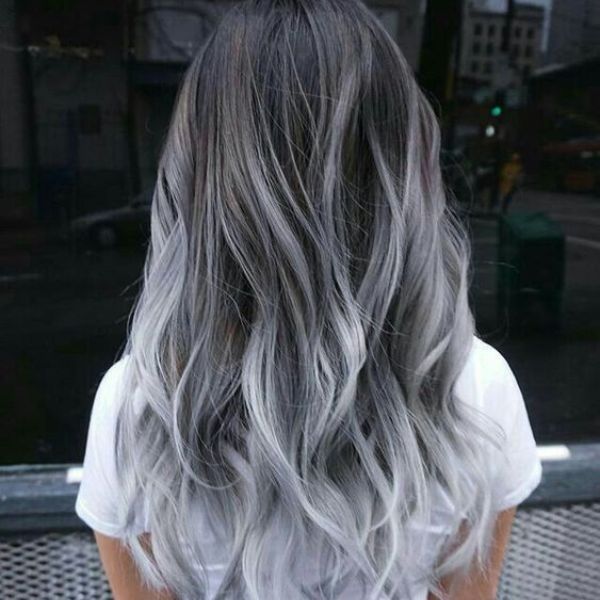 ash gray hair color balayage