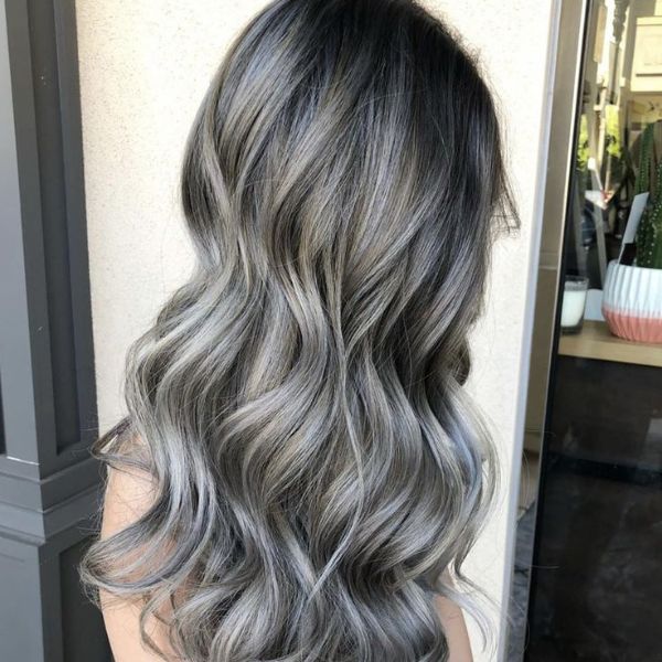 ash gray hair color long hair